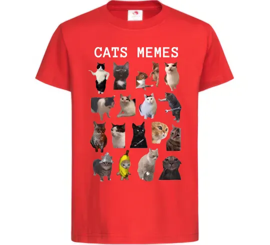 Детская футболка Cats memes Красный фото