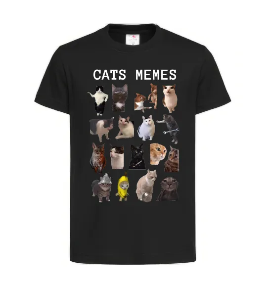 Дитяча футболка Cats memes Чорний фото