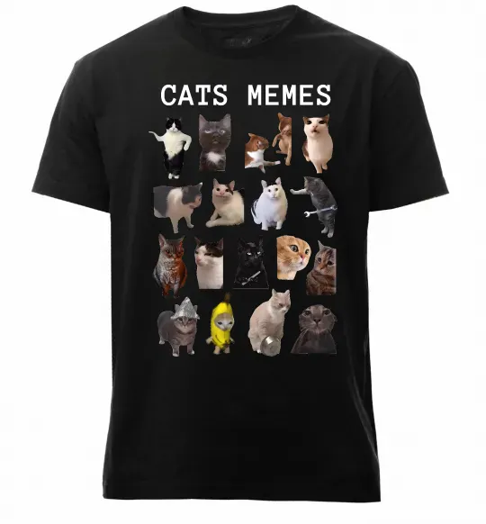 Мужская премиум футболка Cats memes Черный фото