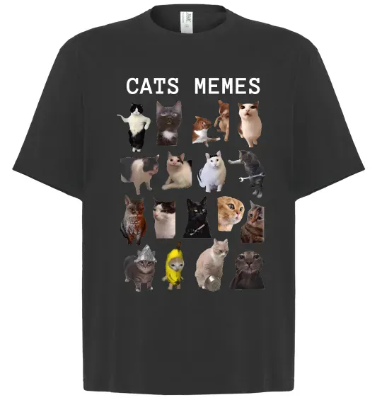 Футболка Оверсайз Cats memes Чорний фото