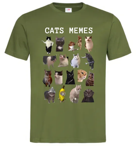 Чоловіча футболка Cats memes Оливковий фото