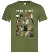 Чоловіча футболка Cats memes Оливковий фото
