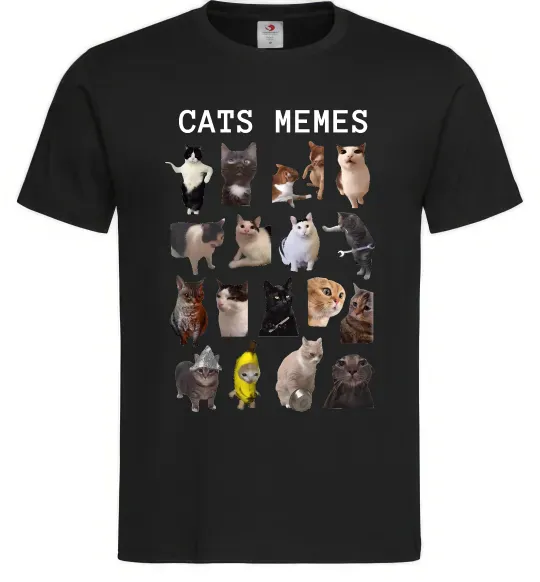 Чоловіча футболка Cats memes Чорний фото