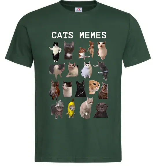 Чоловіча футболка Cats memes Темно-зелений фото