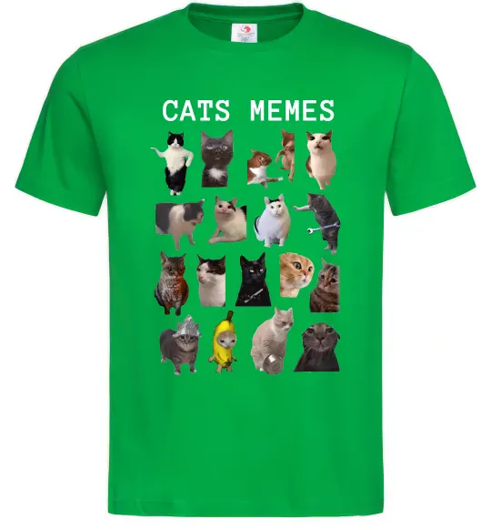 Чоловіча футболка Cats memes Зелений фото