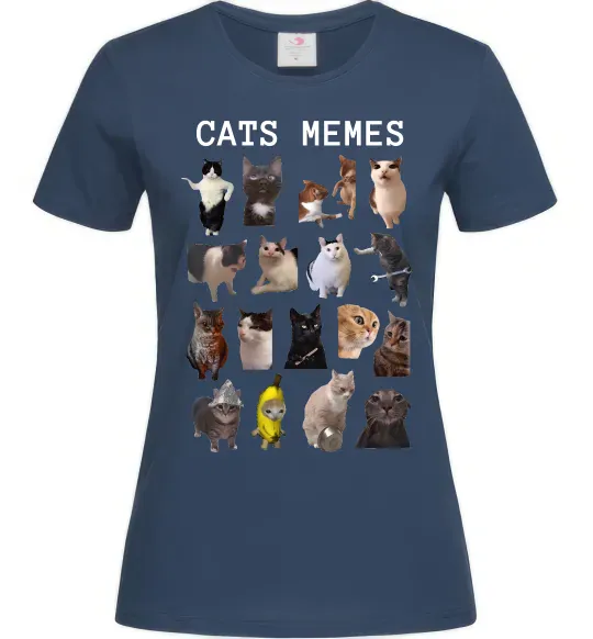 Женская футболка Cats memes Темно-синий фото