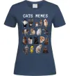 Женская футболка Cats memes Темно-синий фото