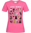 Женская футболка Cats memes Ярко-розовый фото