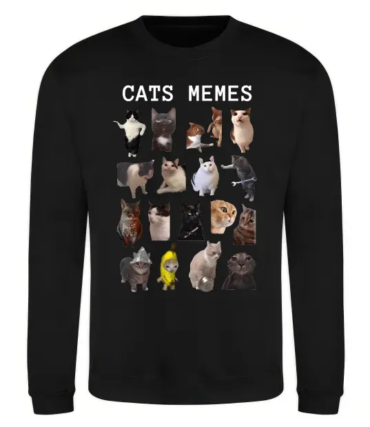 Світшот Cats memes Чорний фото