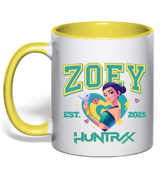 Чашка с цветной ручкой Zoey Huntrix KPOP Demon Hunters Солнечно желтый фото