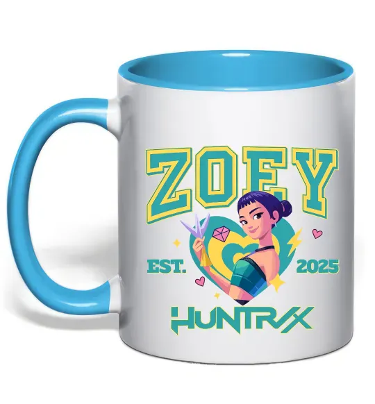 Чашка с цветной ручкой Zoey Huntrix KPOP Demon Hunters Голубой фото