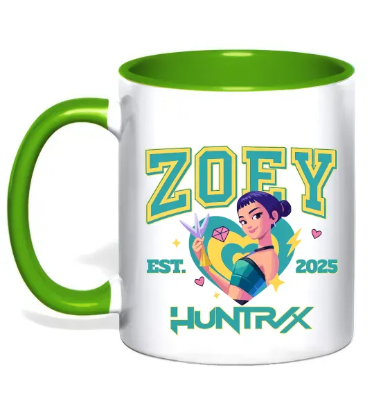Чашка с цветной ручкой Zoey Huntrix KPOP Demon Hunters Зеленый фото