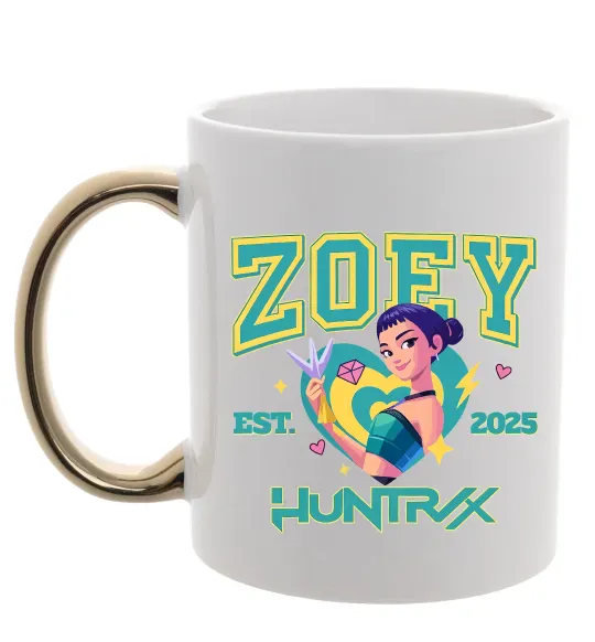 Чашка с цветной ручкой Zoey Huntrix KPOP Demon Hunters Золото фото