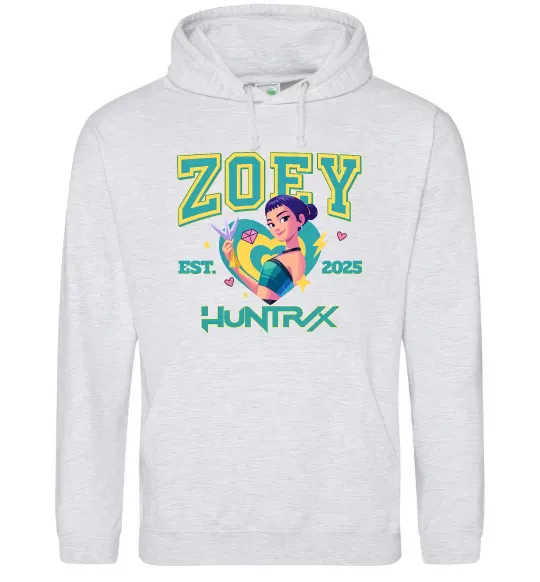 Женская толстовка (худи) Zoey Huntrix KPOP Demon Hunters Серый меланж фото