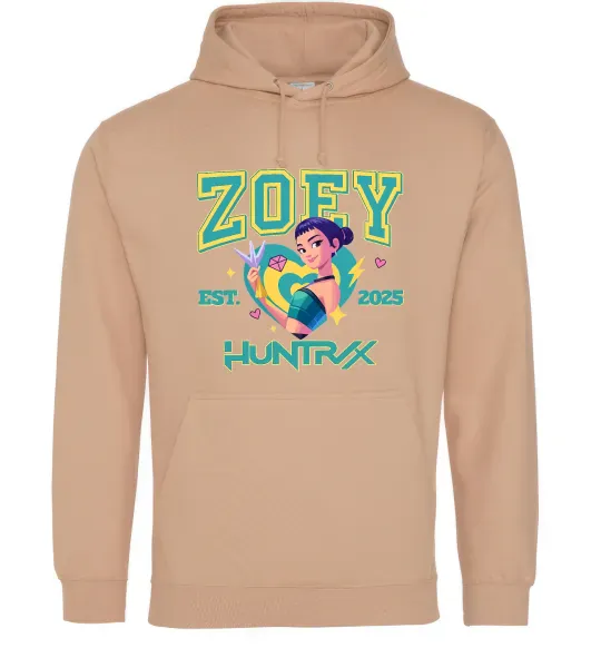 Женская толстовка (худи) Zoey Huntrix KPOP Demon Hunters Песочный фото