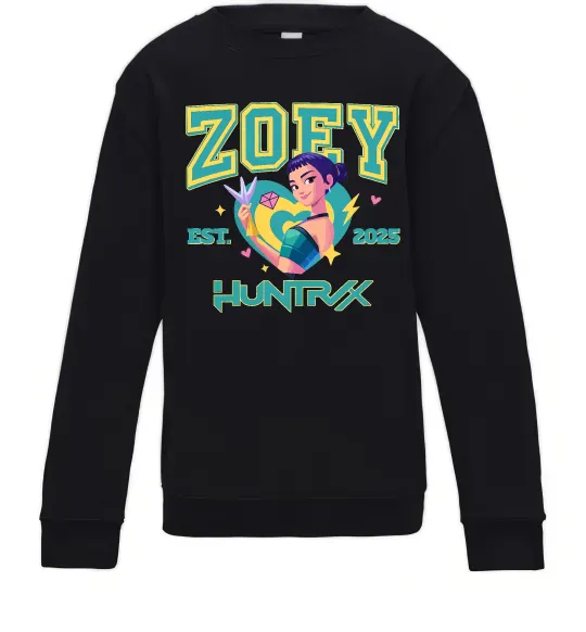 Дитячий світшот Zoey Huntrix KPOP Demon Hunters Чорний фото