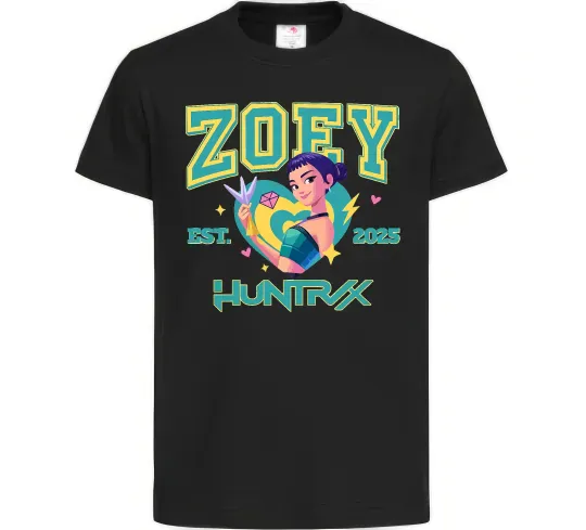 Детская футболка Zoey Huntrix KPOP Demon Hunters Черный фото