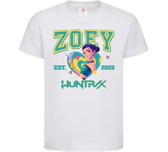 Детская футболка Zoey Huntrix KPOP Demon Hunters Белый фото