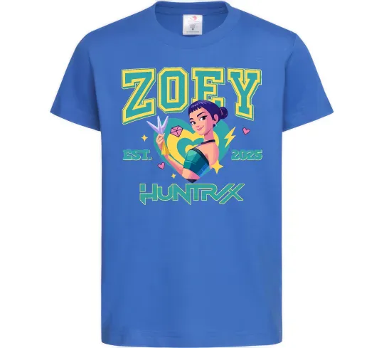 Детская футболка Zoey Huntrix KPOP Demon Hunters Ярко-синий фото