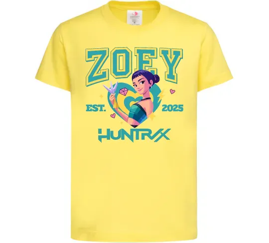 Детская футболка Zoey Huntrix KPOP Demon Hunters Лимонный фото