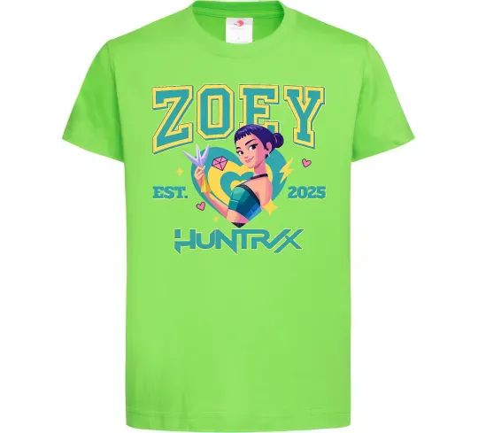 Детская футболка Zoey Huntrix KPOP Demon Hunters Лаймовый фото