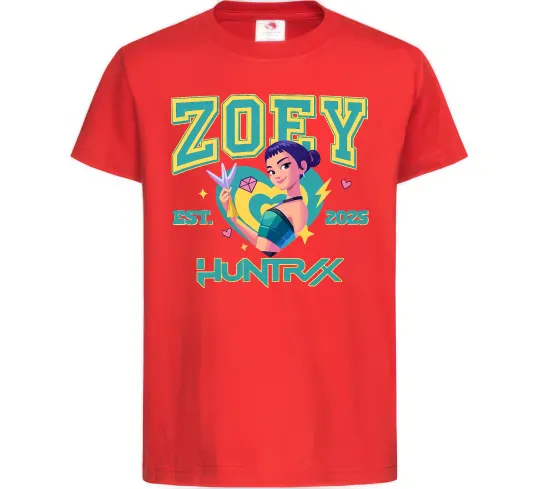 Детская футболка Zoey Huntrix KPOP Demon Hunters Красный фото