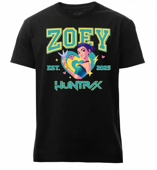 Мужская премиум футболка Zoey Huntrix KPOP Demon Hunters Черный фото