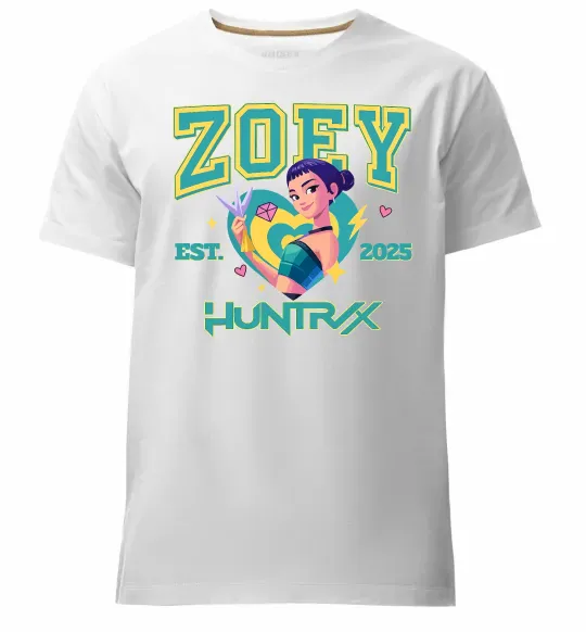 Мужская премиум футболка Zoey Huntrix KPOP Demon Hunters Белый фото