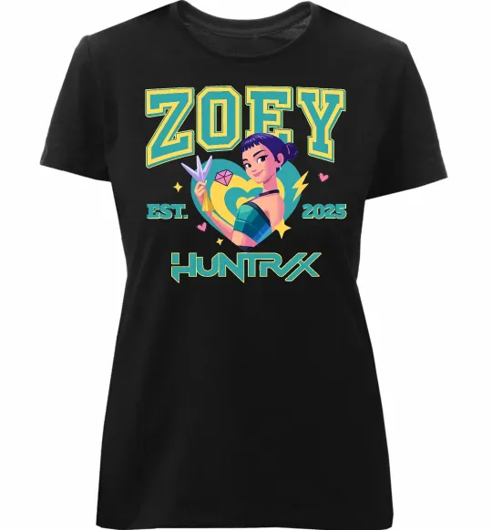 Женская премиум футболка Zoey Huntrix KPOP Demon Hunters Черный фото