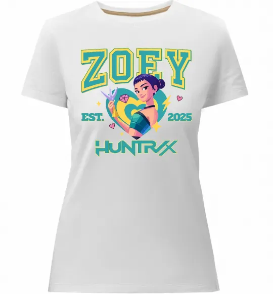 Женская премиум футболка Zoey Huntrix KPOP Demon Hunters Белый фото