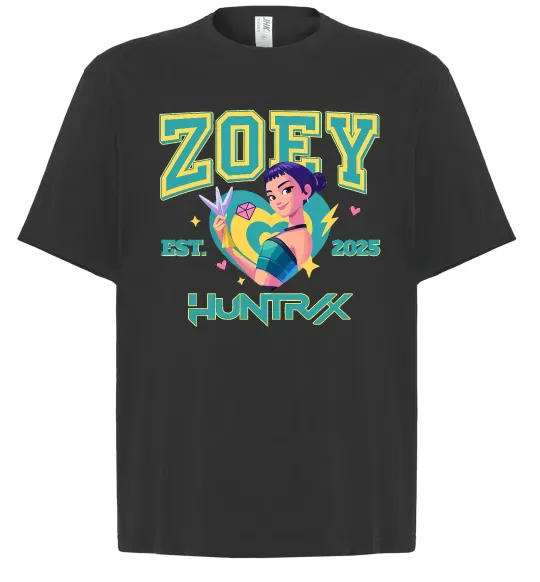 Футболка Оверсайз Zoey Huntrix KPOP Demon Hunters Чорний фото