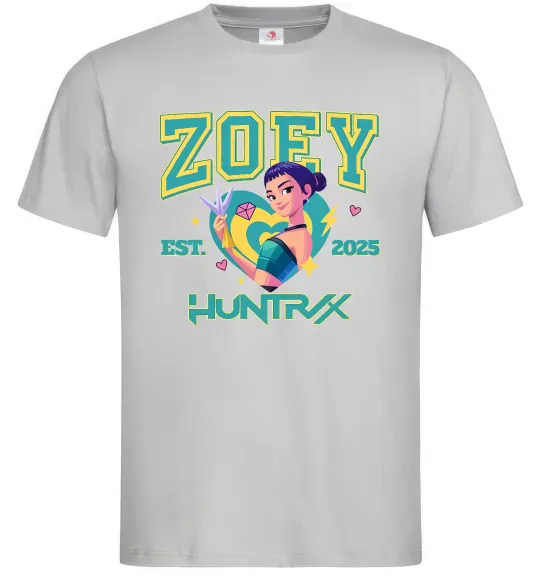 Мужская футболка Zoey Huntrix KPOP Demon Hunters Серый фото
