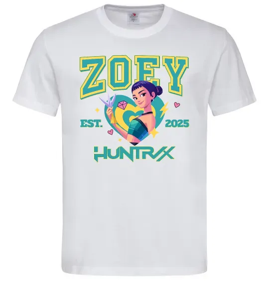 Мужская футболка Zoey Huntrix KPOP Demon Hunters Белый фото