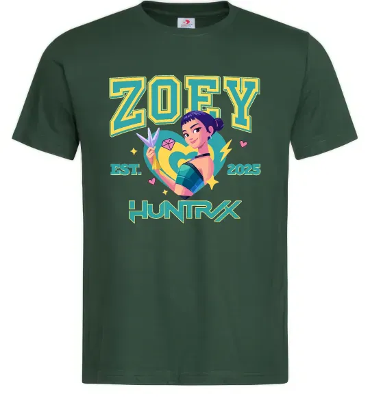 Мужская футболка Zoey Huntrix KPOP Demon Hunters Темно-зеленый фото