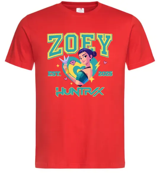 Мужская футболка Zoey Huntrix KPOP Demon Hunters Красный фото