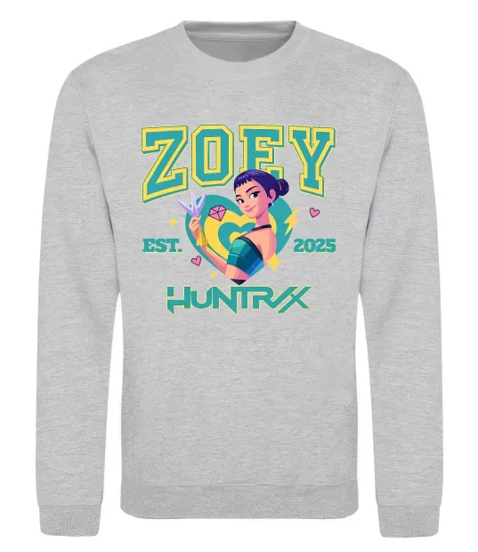 Свитшот Zoey Huntrix KPOP Demon Hunters Серый меланж фото