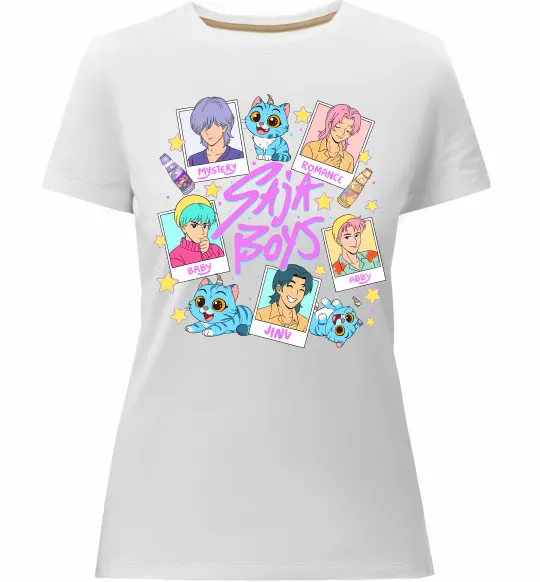 Женская премиум футболка Saja boys Demon Hunters Белый фото