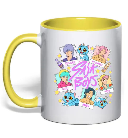 Чашка с цветной ручкой Saja boys Demon Hunters Солнечно желтый фото