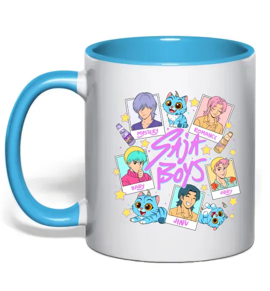 Чашка с цветной ручкой Saja boys Demon Hunters Голубой фото