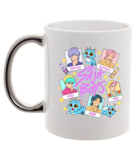 Чашка с цветной ручкой Saja boys Demon Hunters Серебро фото