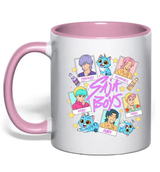 Чашка с цветной ручкой Saja boys Demon Hunters Нежно розовый фото