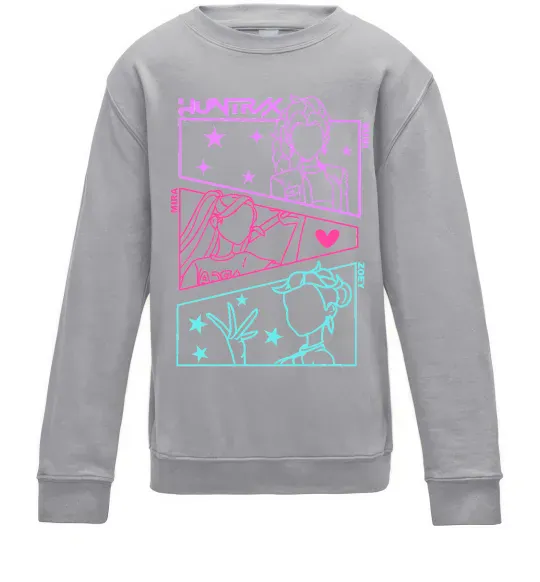 Детский Свитшот Rumi Mira Zoey Demon Hunters Серый меланж фото