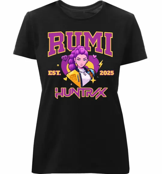 Женская премиум футболка Rumi Huntrix Черный фото