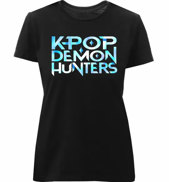 Женская премиум футболка KPOP Demon Hunters Черный фото
