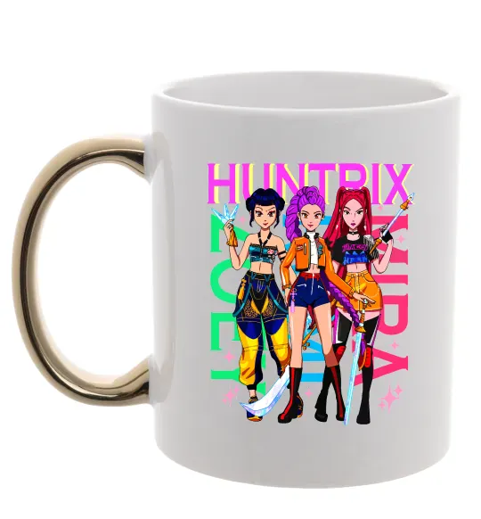 Чашка с цветной ручкой KPOP Demon Hunters Huntrix Золото фото