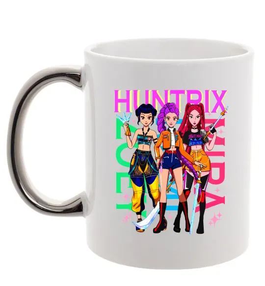 Чашка с цветной ручкой KPOP Demon Hunters Huntrix Серебро фото