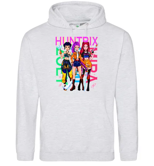 Чоловіча толстовка (худі) KPOP Demon Hunters Huntrix Сірий меланж фото