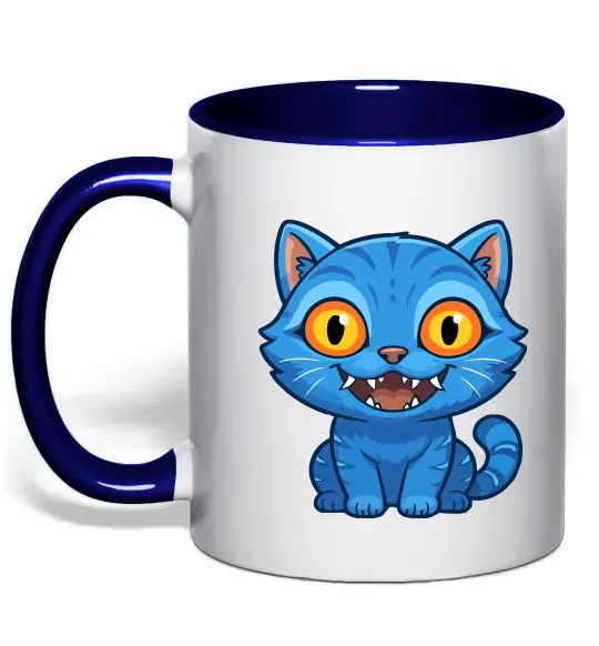 Чашка з кольоровою ручкою Derpy tiger Глибокий темно-синій фото