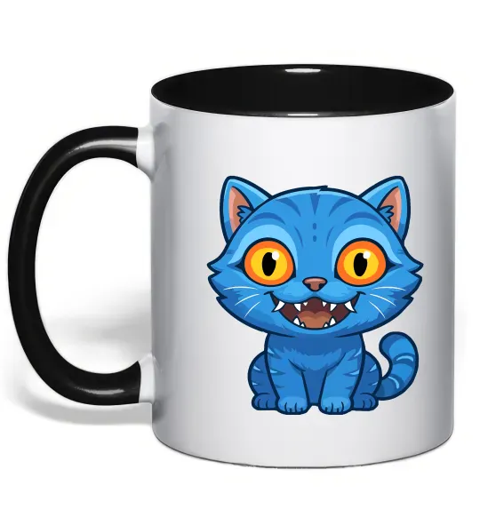 Чашка з кольоровою ручкою Derpy tiger Чорний фото