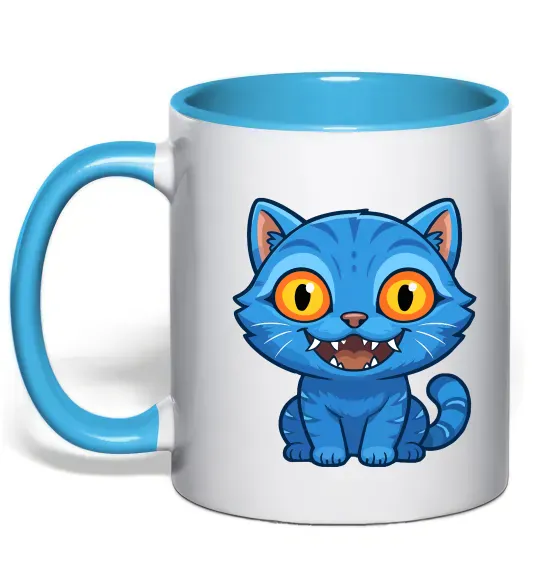 Чашка з кольоровою ручкою Derpy tiger Блакитний фото